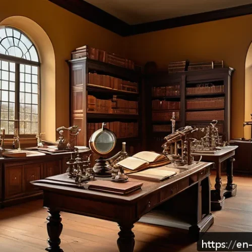 르네상스 시대의 주요 과학적 발견 - A detailed Renaissance-era scientific laboratory scene featuring scholars in period clothing wearing...