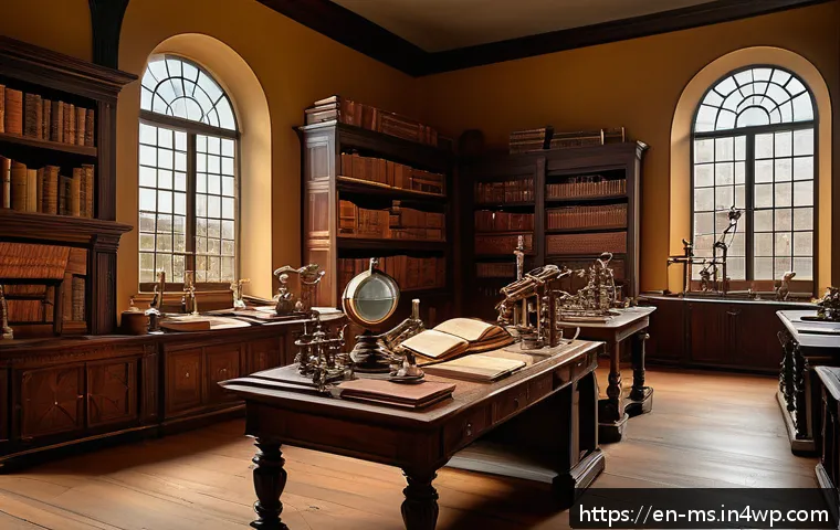 르네상스 시대의 주요 과학적 발견 - A detailed Renaissance-era scientific laboratory scene featuring scholars in period clothing wearing...